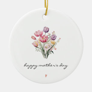 MINIMALISTISK Vattenfärg Tulpaner Mors Dag Julgransprydnad Keramik
