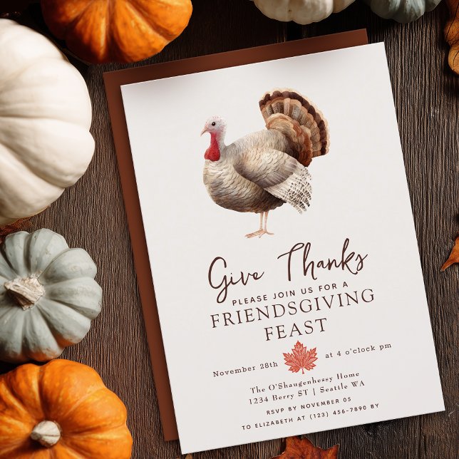 Minimalistisk vattenfärg, Turkiet-Thanksgiving Inbjudningar (Skapare uppladdad)