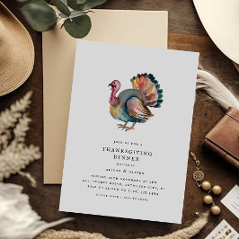 Minimalistisk vattenfärg Turkiets Thanksgiving Mid Inbjudningar