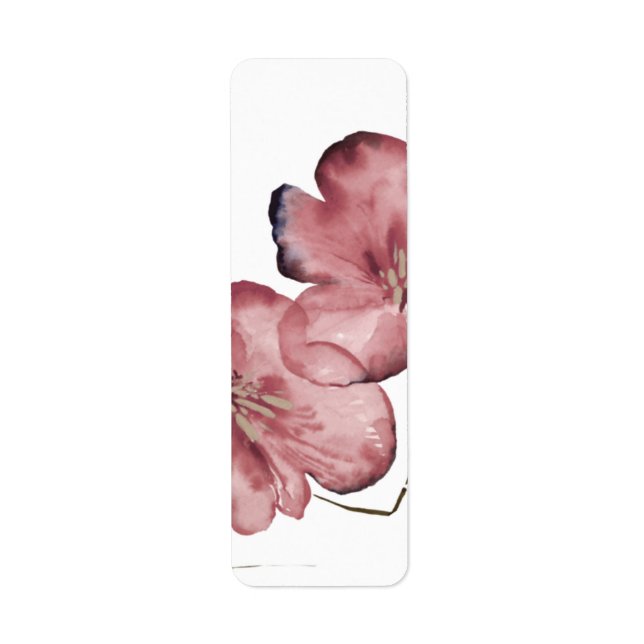 Minimalistisk vattenfärgblomma returadress etikett (Framsidan)