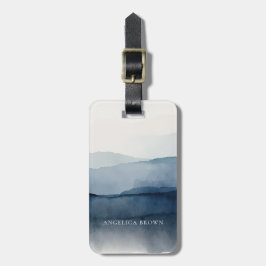 Minimalistisk vattenfärgsbagagetapp med läderband bagagebricka