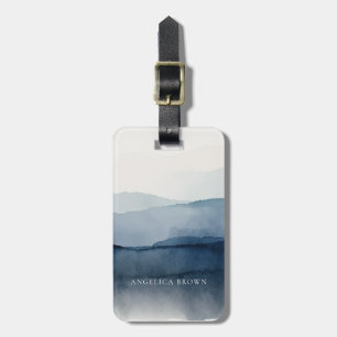 Minimalistisk vattenfärgsbagagetapp med läderband bagagebricka