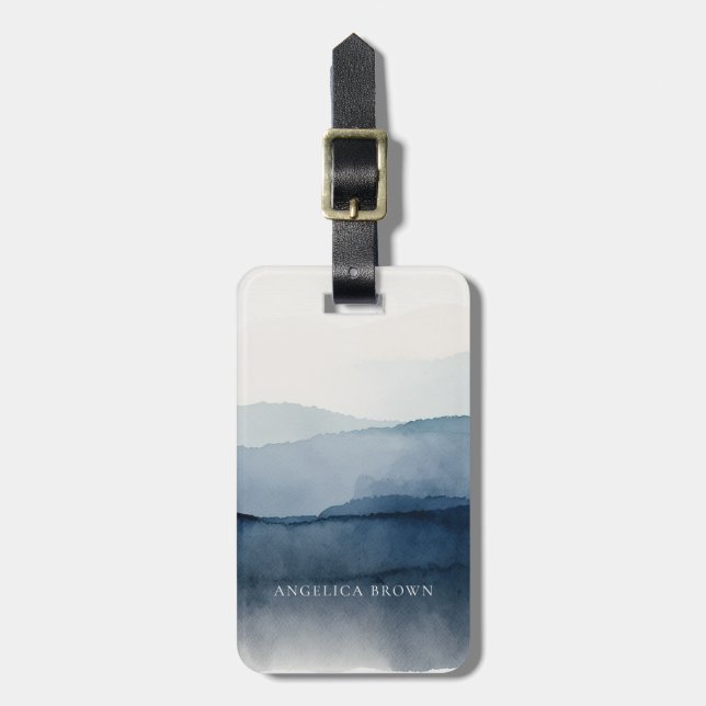 Minimalistisk vattenfärgsbagagetapp med läderband bagagebricka (Vertikal Framsida)