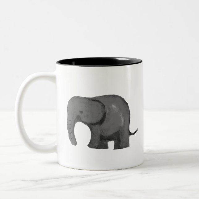 Minimalistisk vattenfärgselefant Tvåtons kaffemugg (Vänster)
