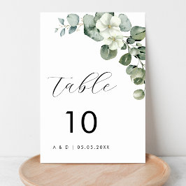Minimalistisk vattenfärgseukalyptus Blommigt Bröll Bordsnummer