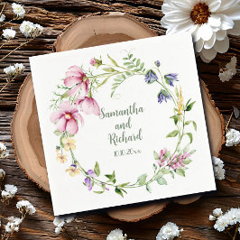 Minimalistisk vattenfärgsfärgad Blommigt Bröllop Pappersservett