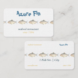 Minimalistisk vattenfärgsfisk, havs, restaurang visitkort