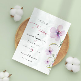 Minimalistisk vattenfärgslavender Blommigt Bröllop Inbjudningar