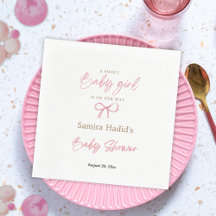 Minimalistisk vattenfärgsskdusch Rosa Bow Girl Bab