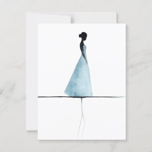 Minimalistisk vattenfärgsutskrift, Woman Silhouett Vykort