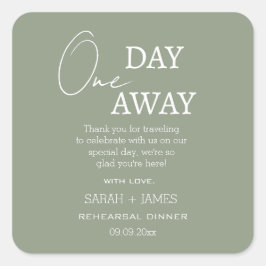 Minimalistisk växling en dag bort Bröllop Tack Fyrkantigt Klistermärke