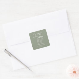 Minimalistisk växling en dag bort Bröllop Tack Fyrkantigt Klistermärke