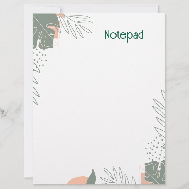 Minimalistisk växt papper anteckningsbok (Framsida)