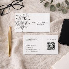 Minimalistisk växtlighet med QR-kod  Visitkort