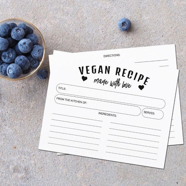 Minimalistisk Vegan-recept, enkelt receptkort (Skapare uppladdad)