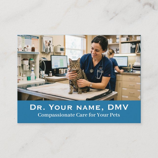 Minimalistisk veterinärklinik anpassningsbar bild visitkort (Framsida)