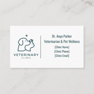 Minimalistisk veterinärklinik visitkort 