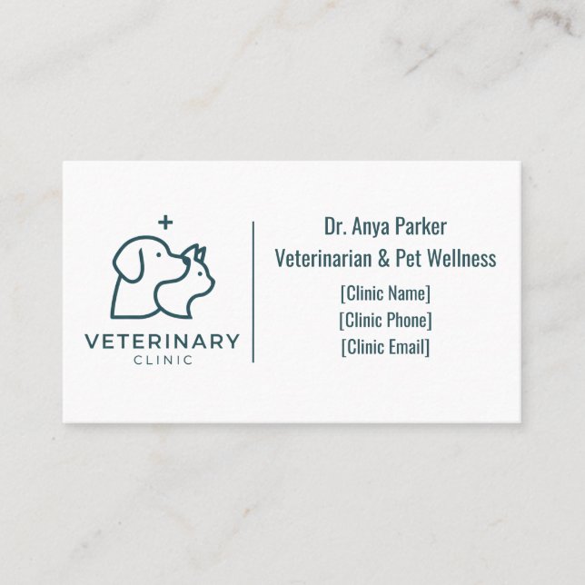 Minimalistisk veterinärklinik visitkort  (Framsida)