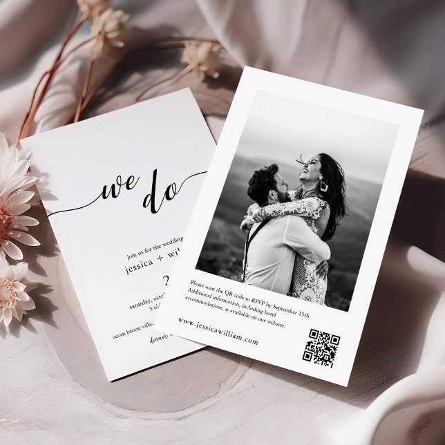 Minimalistisk vi gör QR-kodfoto Bröllop Inbjudningar (Skapare uppladdad)