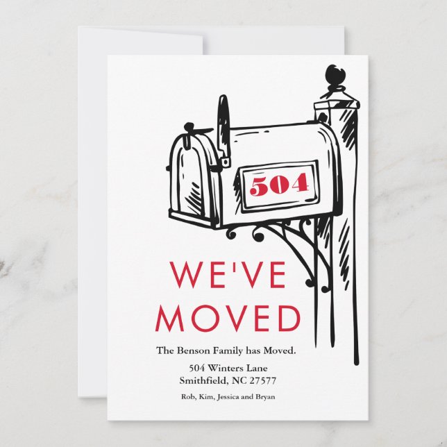 Minimalistisk Vi har flyttat för ny postlåda Inbjudningar (Framsida)