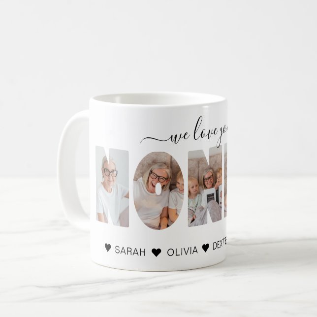 Minimalistisk vi Kärlek du NONNA Photo Collage Kaffemugg (Framsida vänster)