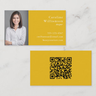 Minimalistisk Vibrant Gult Professionell Foto QR Visitkort