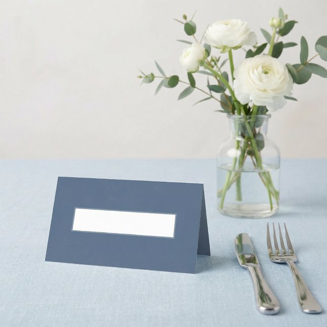 Minimalistisk vigsel blåmodern tom platskort placeringskort (Minimal Wedding slate blue modern blank place card)