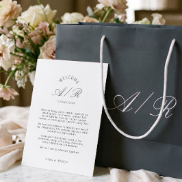 Minimalistisk vigselkort med monogram tack kort