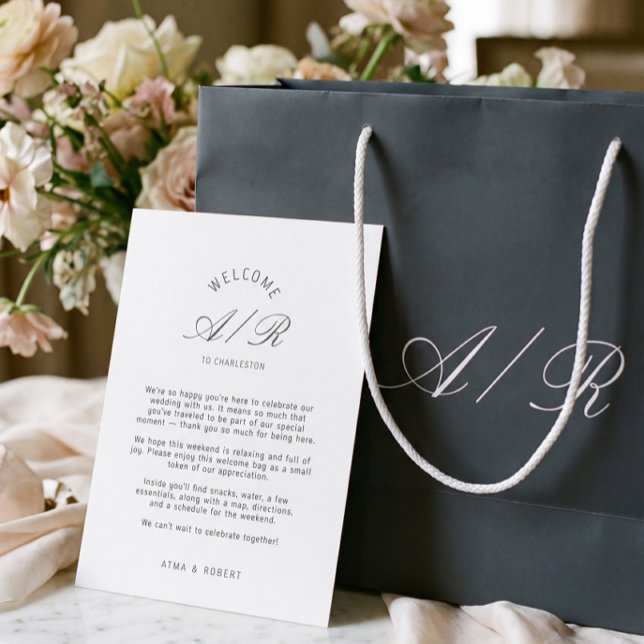 Minimalistisk vigselkort med monogram  tack kort (Skapare uppladdad)