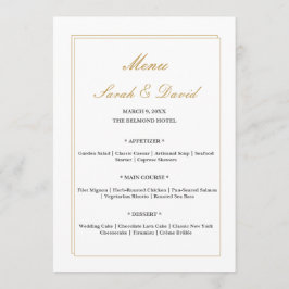 Minimalistisk vigselmeny med guldbård meny