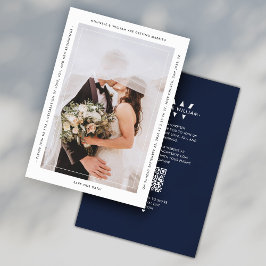 Minimalistisk vigselmonogram Mörk Navy Modern  Spara Datumet