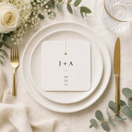 Minimalistisk vigselmonogram pappersunderlägg underlägg papper kvadrat