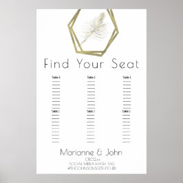 Minimalistisk vigselstolpsdiagram i guld med palml poster