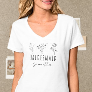 Minimalistisk Vild Flowers Anpassningsbar Bridesma T Shirt