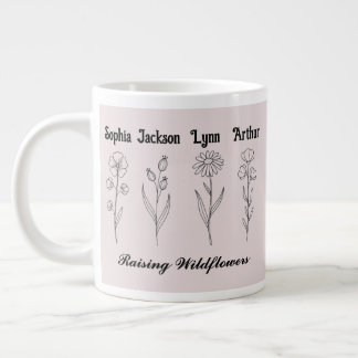 Minimalistisk vildblomma anpassad barnnamn minness jumbo mugg