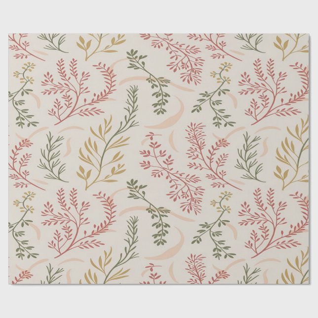 Minimalistisk vildblomma botaniskt omslags papper presentpapper (Platt)