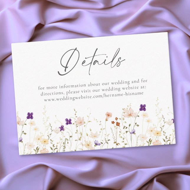 Minimalistisk vildblomma romantisk botanisk bröllo tilläggskort (Minimalist Wildflower Romantic Botanical Wedding Enclosure Card)