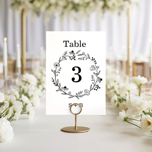 minimalistisk vildblomskrans folklig rustik bröllo inbjudningar (Skapare uppladdad)