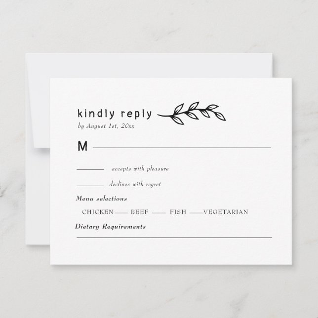 minimalistisk vildblomskrans folklig rustik bröllo OSA kort (Framsida)
