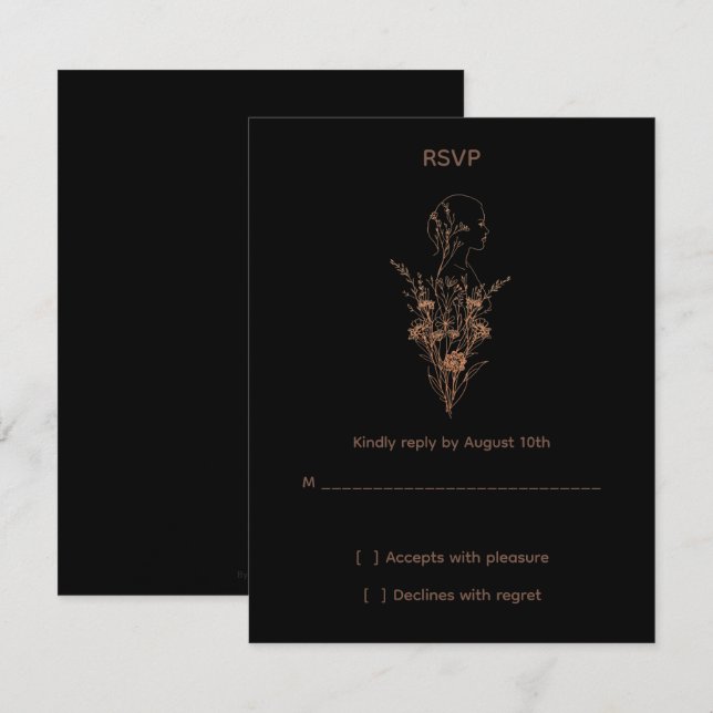 Minimalistisk Vildros Guld RSVP-kort OSA Kort (Fram/baksida)