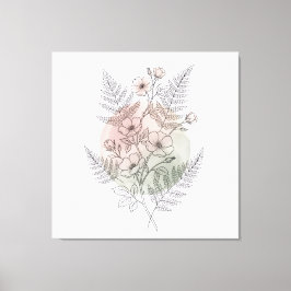 Minimalistisk Vildros Linje Konst Botanisk Rosafär Canvastryck