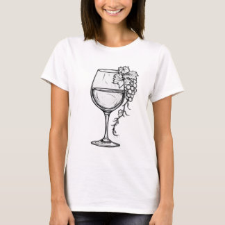 Minimalistisk vin Glas & Druvor Linje Konst Sommar T Shirt