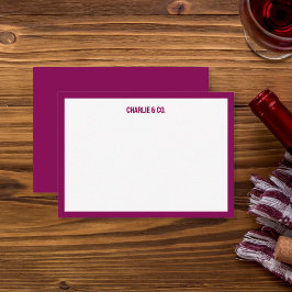 Minimalistisk Vin Red, Single Gräns, Personalize Anteckningskort