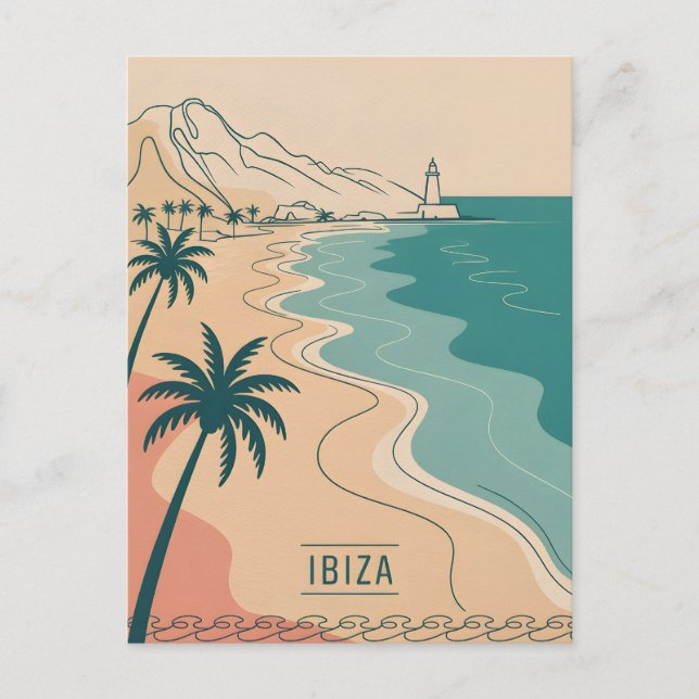 Minimalistisk vintage av Ibiza Vykort (Framsida)