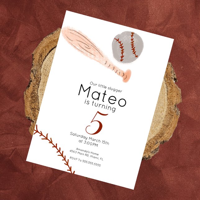 Minimalistisk Vintage Baseboll Födelsedagsfest Inbjudningar (Skapare uppladdad)