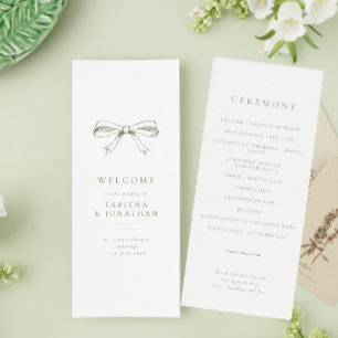 Minimalistisk Vintage Bow Bröllop Program