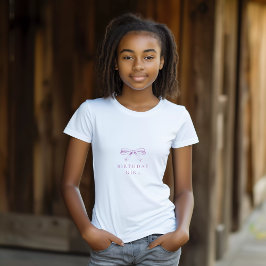 Minimalistisk Vintage Bow Lila Birthday Girl T Shirt
