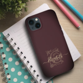 Minimalistisk Vintage Elegant Plum E Namn Monogram