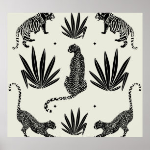Minimalistisk Vintage för Cheetah Illustration Poster
