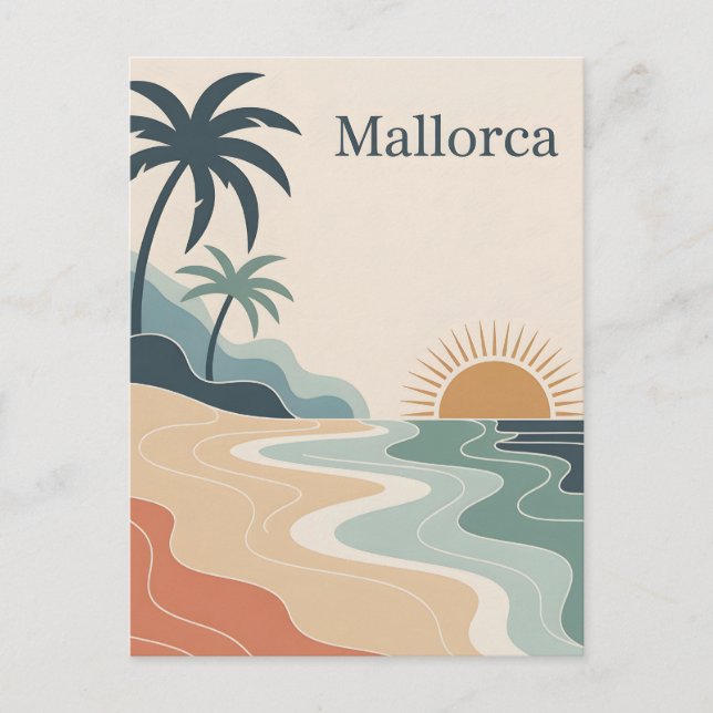 Minimalistisk vintage för Mallorca Vykort (Framsida)